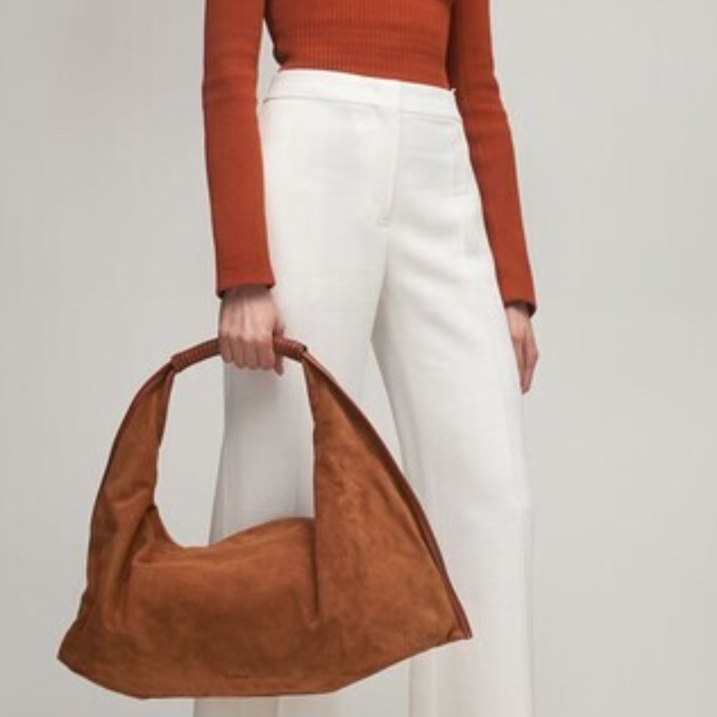Largest Staud Suede Leather Trim Jetson Bag Earthy Boho
